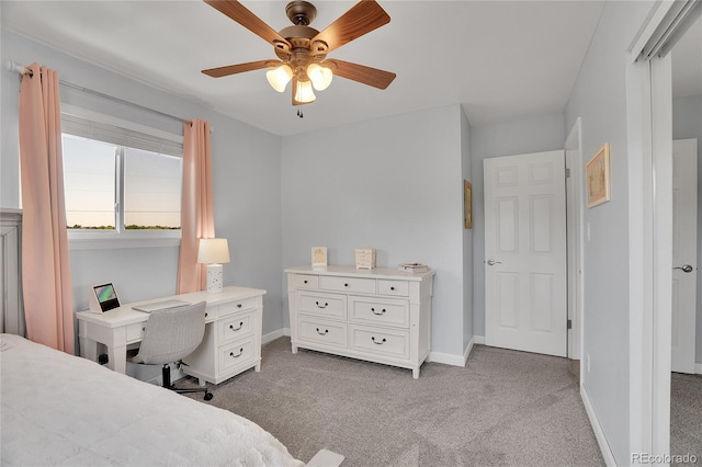 9880 E 157th Ave, Brighton, CO 80602 - bedroom with carpet floors, baseboards, ceiling fan, and a desk