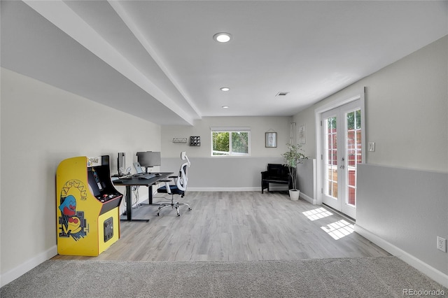 9880 E 157th Ave, Brighton, CO 80602 - office with french doors, recessed lighting, baseboards, and wood finished floors