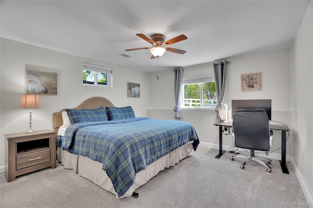 9880 E 157th Ave, Brighton, CO 80602 - bedroom featuring baseboards, carpet, a desk, and ceiling fan
