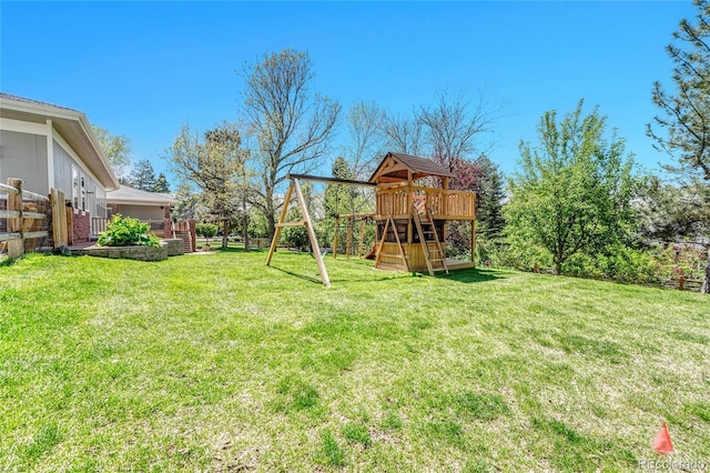 view of yard with a playground