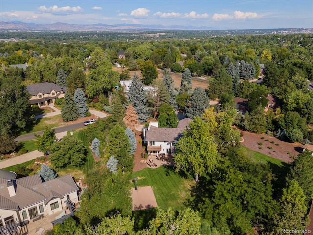 drone / aerial view with a mountain view