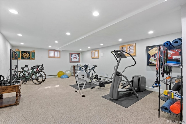 workout room with carpet floors