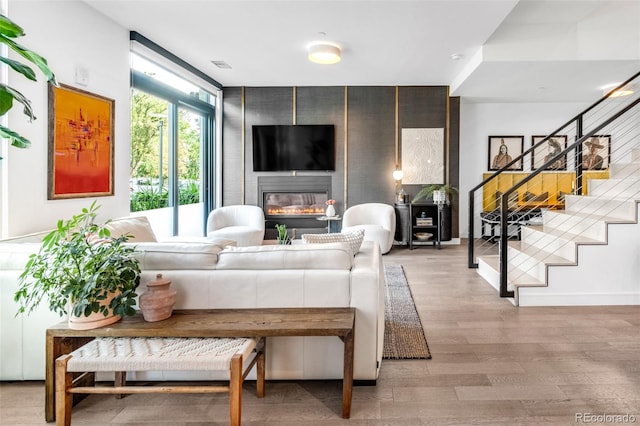 living room featuring light hardwood / wood-style floors