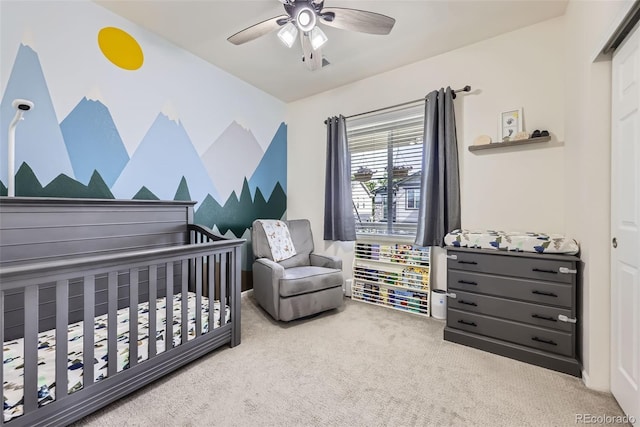 12910 Grant Cir W Unit C, Thornton, CO 80241 - bedroom featuring carpet floors, a crib, and ceiling fan