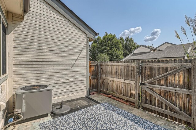 view of patio featuring central air condition unit