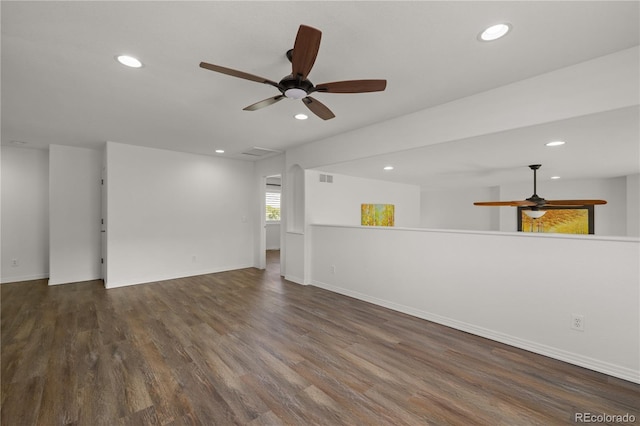 6405 Eagle Feather Trl, Littleton, CO 80125 - unfurnished room with a ceiling fan, recessed lighting, wood finished floors, and baseboards