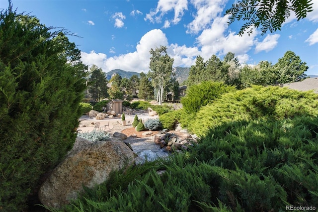 exterior space with a mountain view