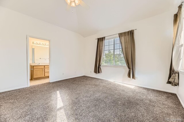 371 Granby Way Unit C, Aurora, CO 80011 - spare room with light carpet, a ceiling fan, baseboards, and vaulted ceiling