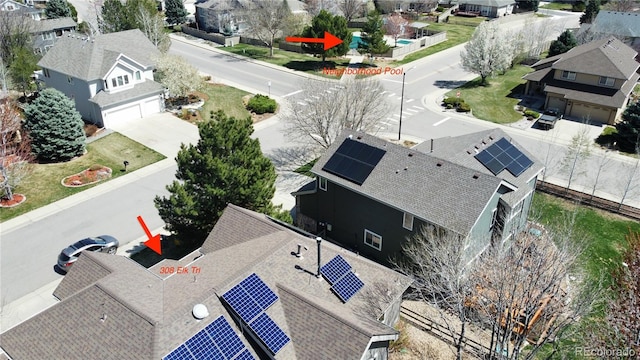 aerial view with a residential view