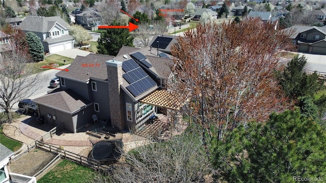 aerial view with a residential view