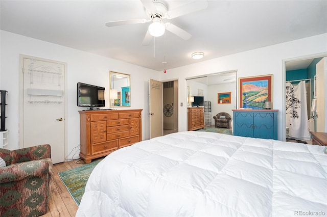 4541 W Ponds Cir, Littleton, CO 80123 - bedroom featuring hardwood / wood-style flooring, a ceiling fan, and a closet
