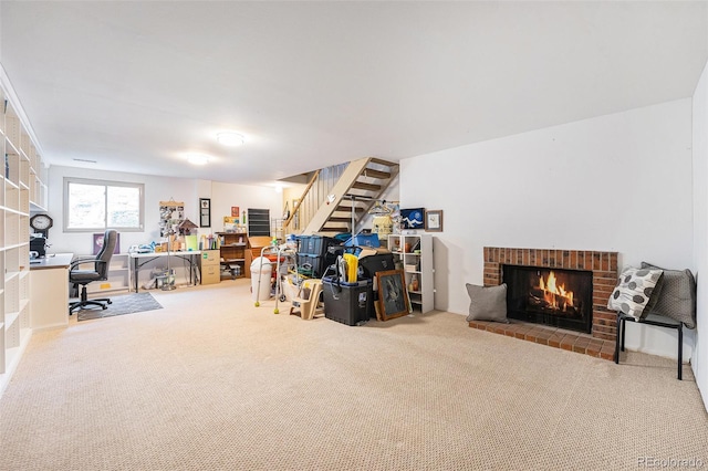 4541 W Ponds Cir, Littleton, CO 80123 - office space featuring carpet and a brick fireplace