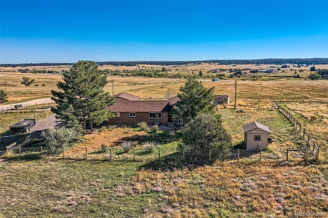 drone / aerial view featuring a rural view