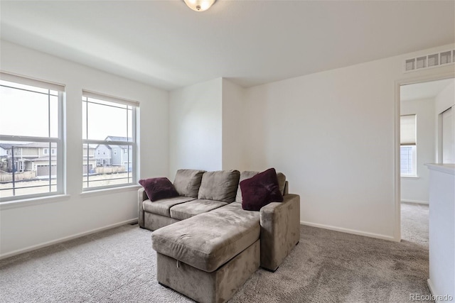 living room with carpet