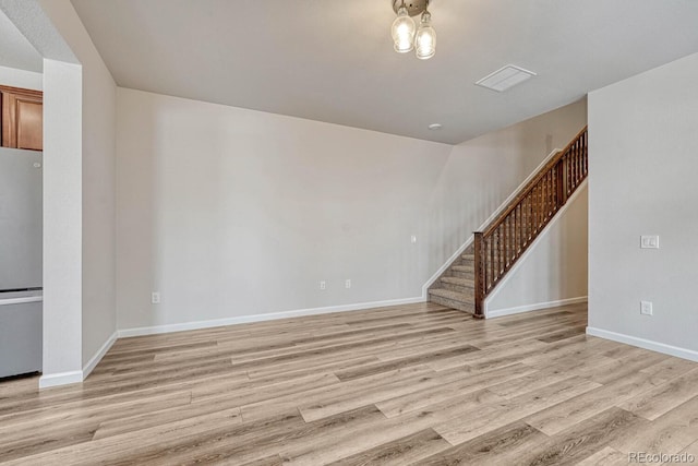 unfurnished living room with light hardwood / wood-style floors