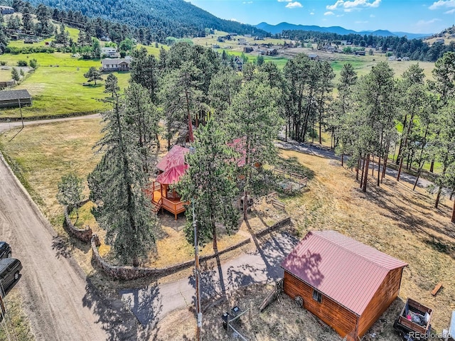 birds eye view of property with a rural view and a mountain view