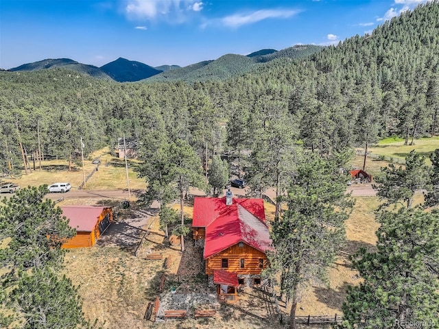 drone / aerial view with a mountain view