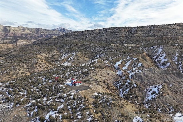 drone / aerial view with a mountain view