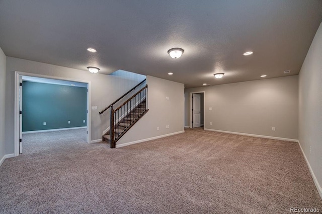 basement with carpet floors