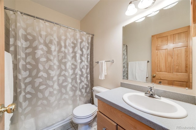 1002 County Road 99, Black Hawk, CO 80422 - bathroom featuring toilet, vanity, a shower with curtain, and tile patterned flooring