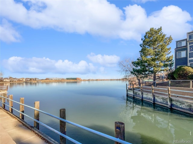 dock area featuring a water view