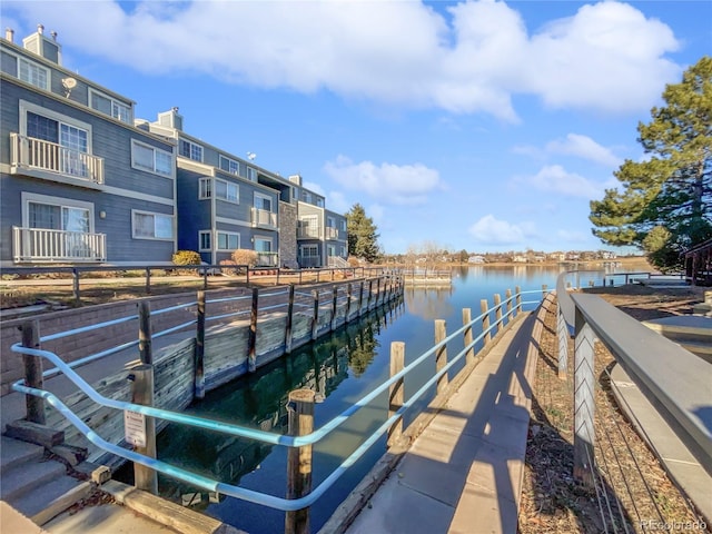 view of dock featuring a water view