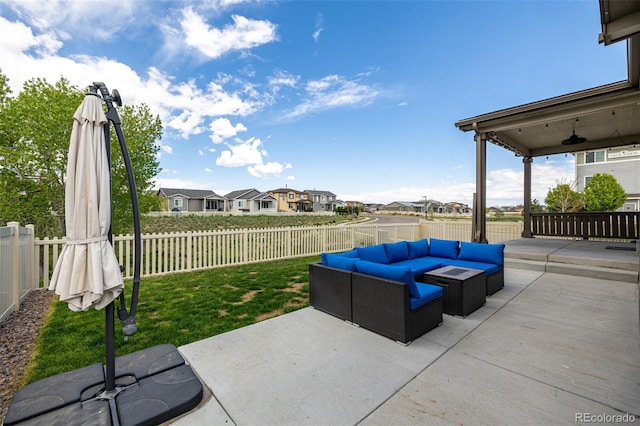 10595 Boston St, Commerce City, CO 80640 - view of patio with outdoor lounge area and a residential view