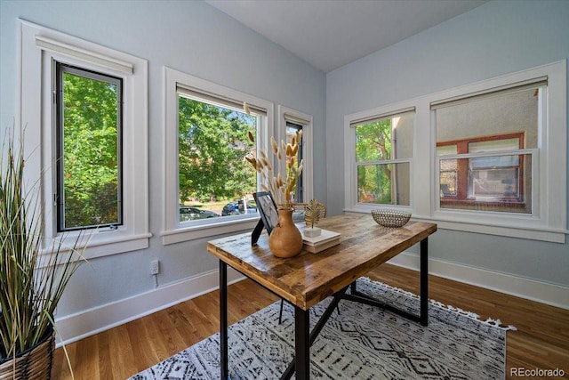 office with hardwood / wood-style flooring