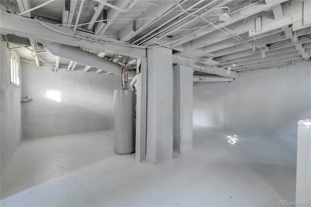 basement with gas water heater