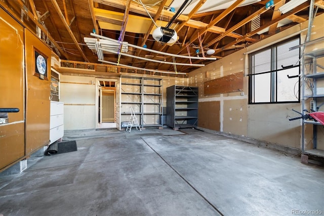 garage with a garage door opener