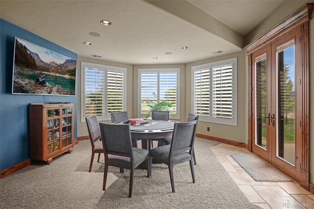 dining space with french doors