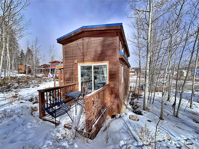 view of snow covered exterior