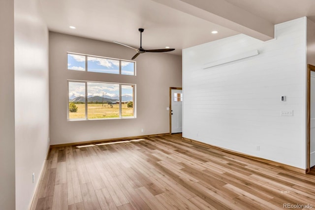 388 14th Trl, Cotopaxi, CO 81223 - unfurnished room with a ceiling fan, wood finished floors, baseboards, and recessed lighting