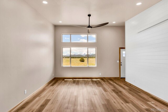 388 14th Trl, Cotopaxi, CO 81223 - spare room featuring a ceiling fan, recessed lighting, light wood finished floors, and baseboards