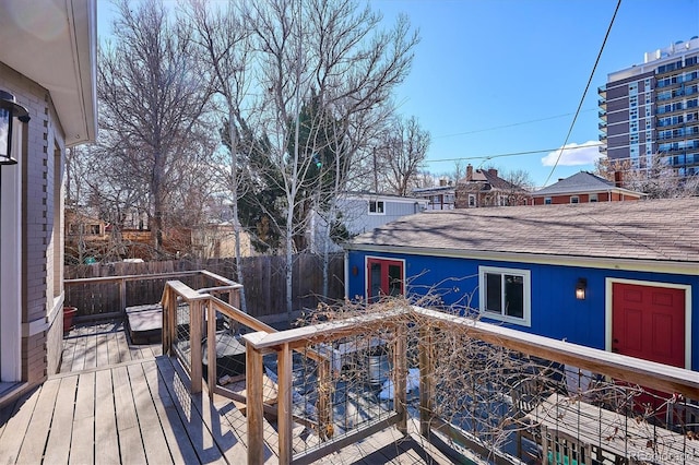 wooden terrace with fence