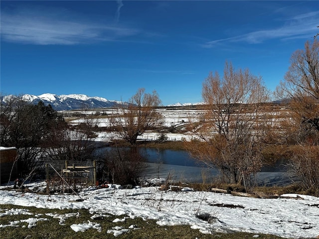 view of water feature with a mountain view