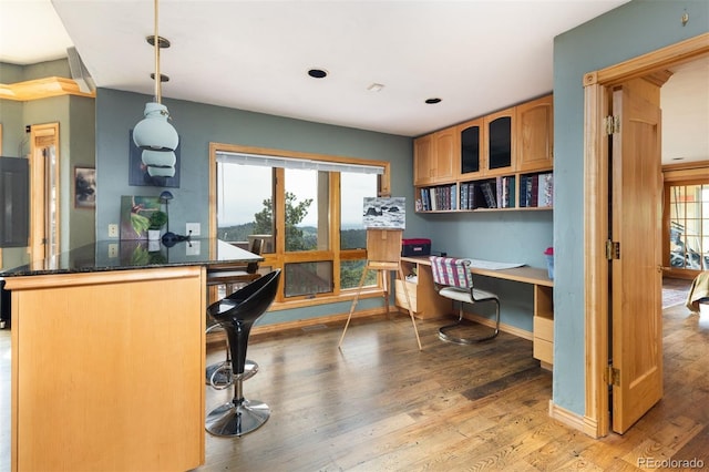 1426 Rembrandt Rd, Boulder, CO 80302 - office space with built in study area, light wood-style flooring, recessed lighting, and baseboards