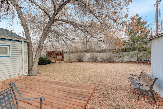 view of yard featuring a deck