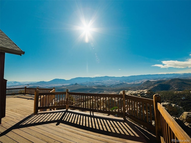 deck with a mountain view