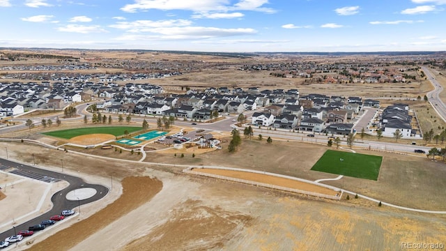 drone / aerial view with a residential view