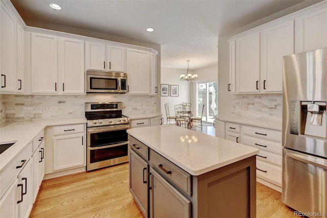 kitchen with decorative backsplash, recessed lighting, white cabinetry, and appliances with stainless steel finishes