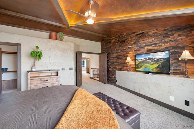 34 Amaranth Dr, Littleton, CO 80127 - bedroom featuring carpet and vaulted ceiling with beams