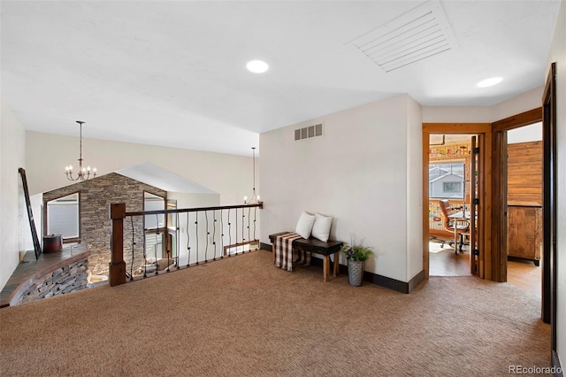 34 Amaranth Dr, Littleton, CO 80127 - living area featuring an inviting chandelier, baseboards, carpet flooring, visible vents, and recessed lighting