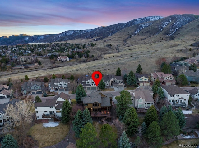 34 Amaranth Dr, Littleton, CO 80127 - drone / aerial view with a mountain view and a residential view