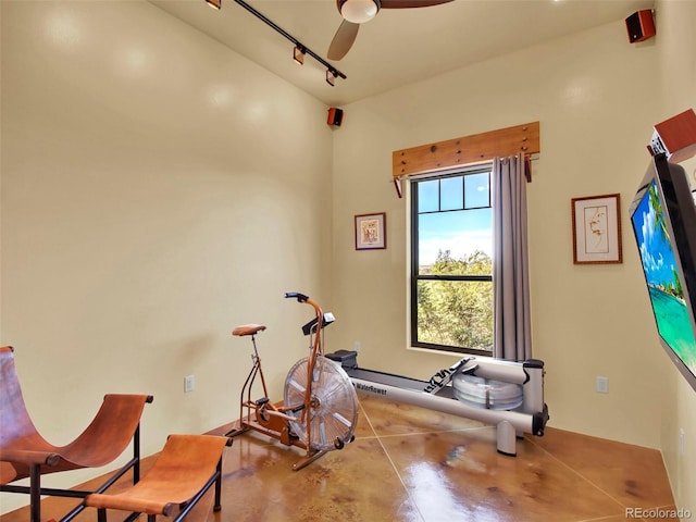 5549 Yulle Rd, Bennett, CO 80102 - exercise area featuring ceiling fan