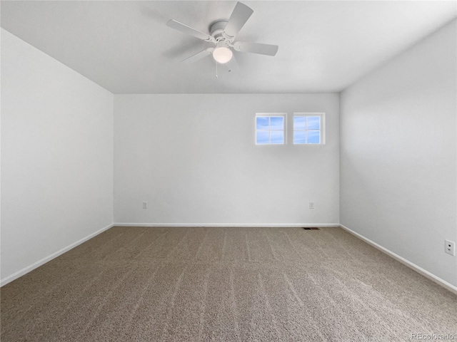 1826 Sunshine Ave, Longmont, CO 80504 - spare room featuring a ceiling fan, carpet floors, and baseboards