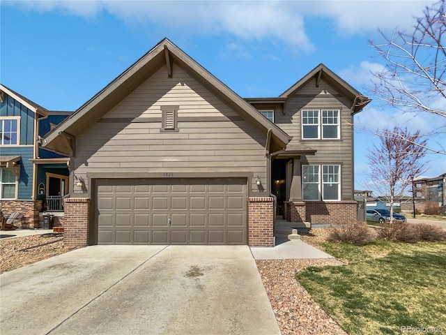1826 Sunshine Ave, Longmont, CO 80504 - craftsman house with brick siding, driveway, and a garage