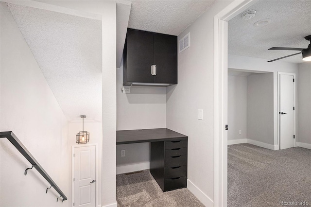 2882 W Long Cir Unit H, Littleton, CO 80120 - unfurnished office featuring a textured ceiling, carpet, and a ceiling fan