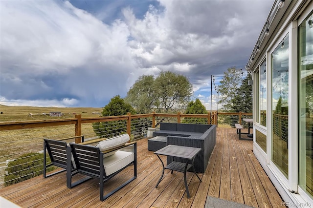 11549 Haskell Creek Rd, Larkspur, CO 80118 - deck featuring an outdoor hangout area