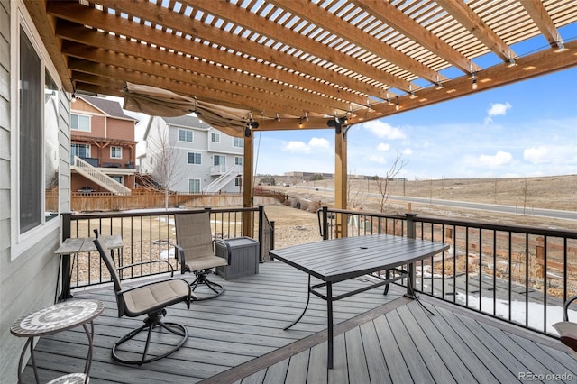 wooden terrace featuring a pergola